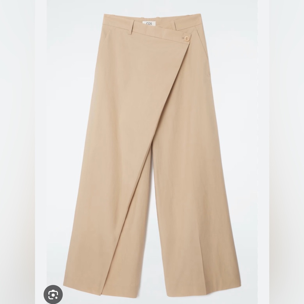 COS Wide-Leg Wrap Skirt Pants in Beige